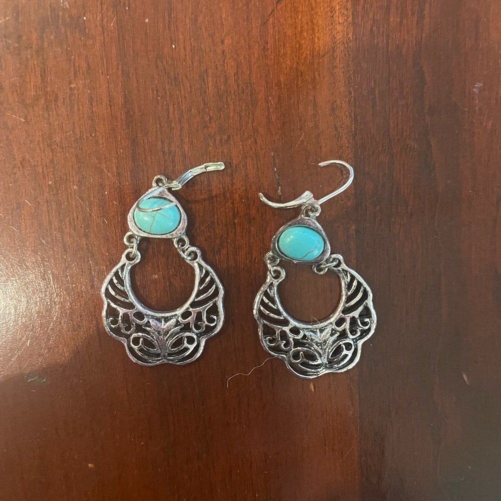 Turquoise and Silver Brighton earrings